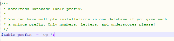 $table_prefix variable in wp-config.php