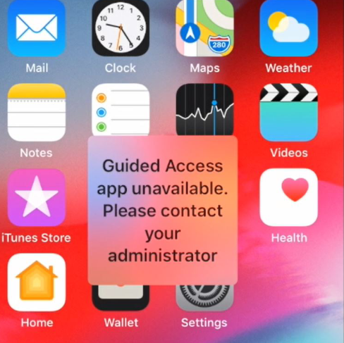Screenshot "Guided Access app unavailable." in iOS